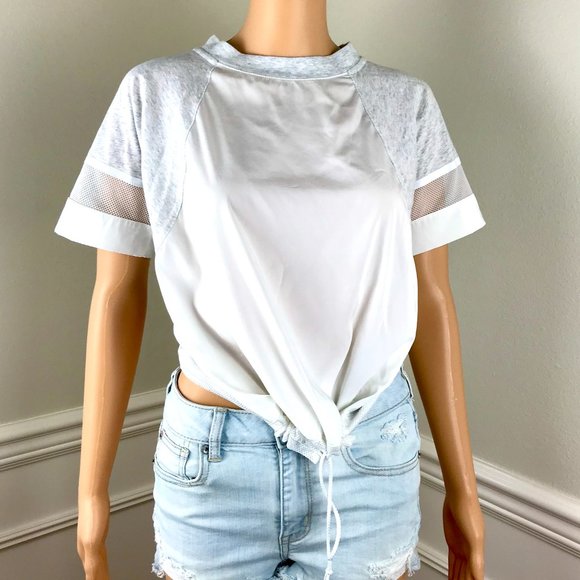 white mesh top short sleeve